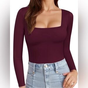 Elegant Burgundy Long Sleeve Top